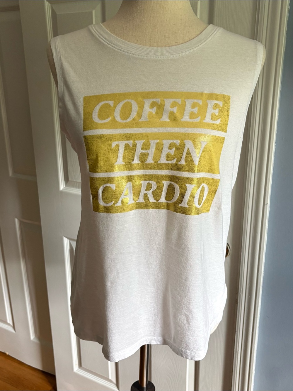 F.I.T. Women’s Graphic Tank Top White Gold Cotton Medium